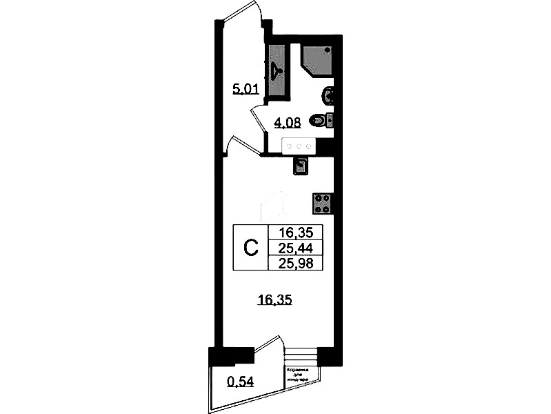 Квартира студия 25.98 м², 6/11 эт., ЖК «VEREN NORT Сертолово»